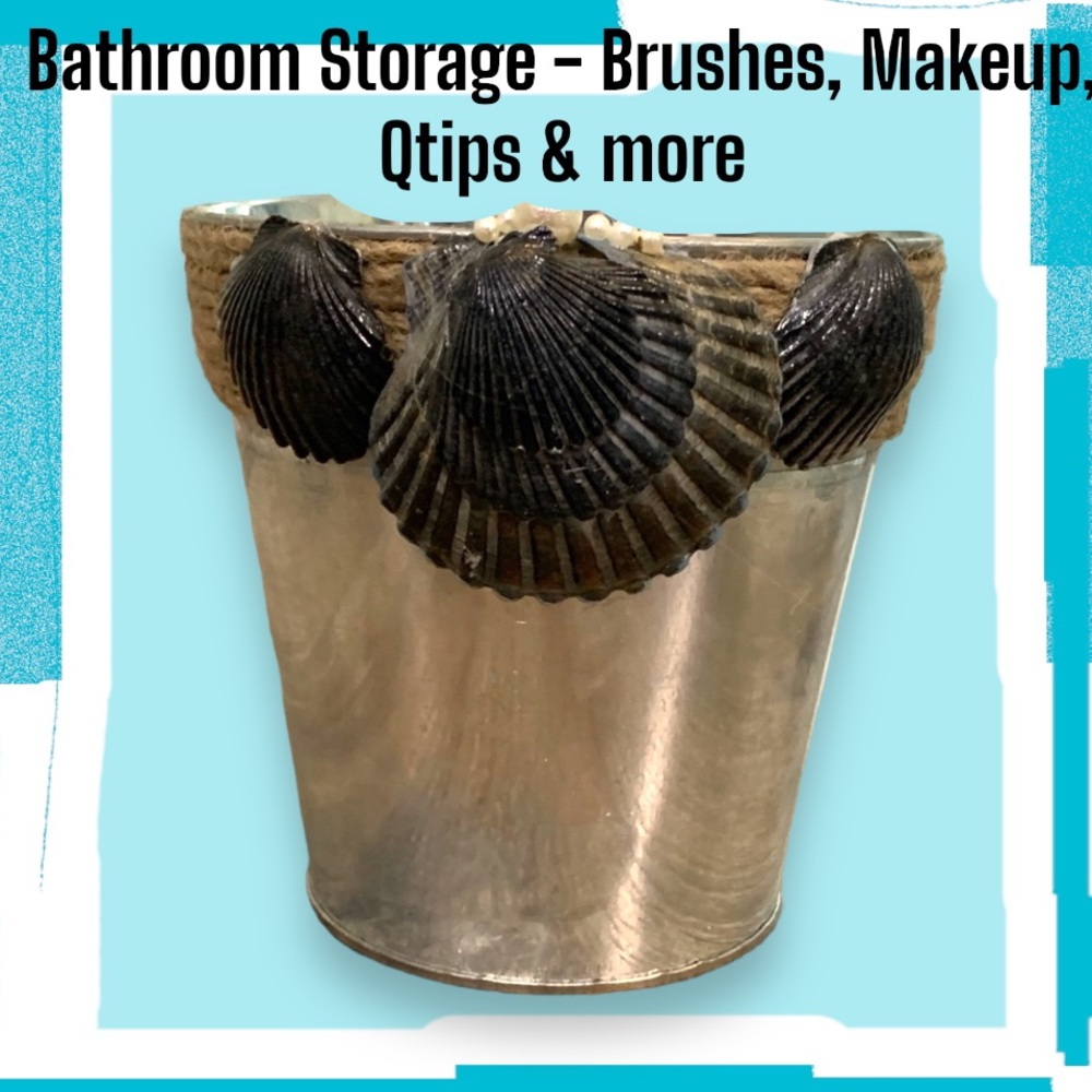 Shabby Chic Boho Shell Decor Utensil Holder, Bathroom Decor, Brush Holder & more